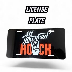 Rock Themed Black License Plate